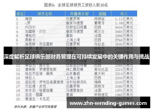 深度解析足球俱乐部财务管理在可持续发展中的关键作用与挑战